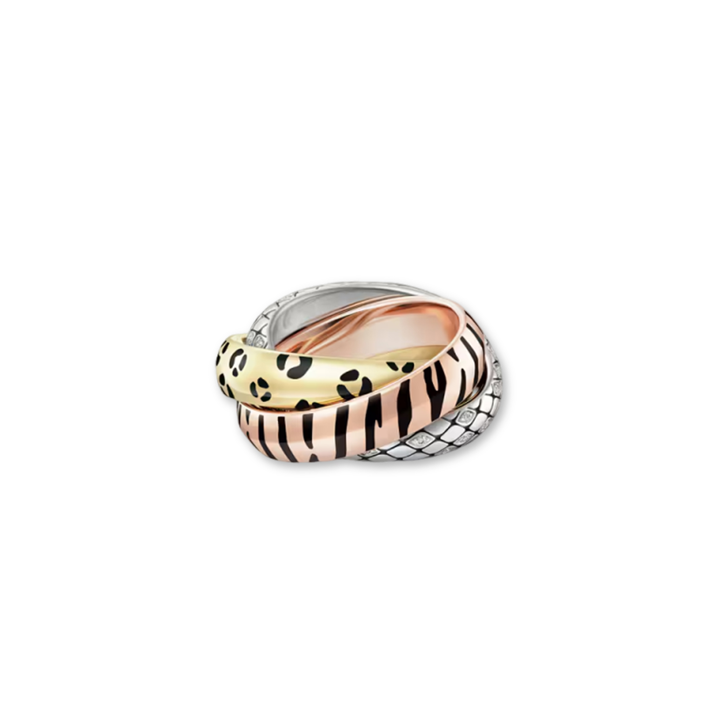 CARTIER TRINITY RING LACQUER HALF-PAVED B4241700